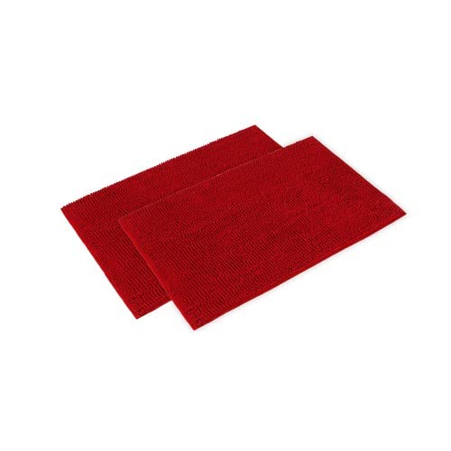WohnDirect Badematten Set 2 teilig - Rot 70 x 120 cm - rutschfest & Waschbar - Badvorleger, Badezimmerteppich, WC Vorleger von WohnDirect