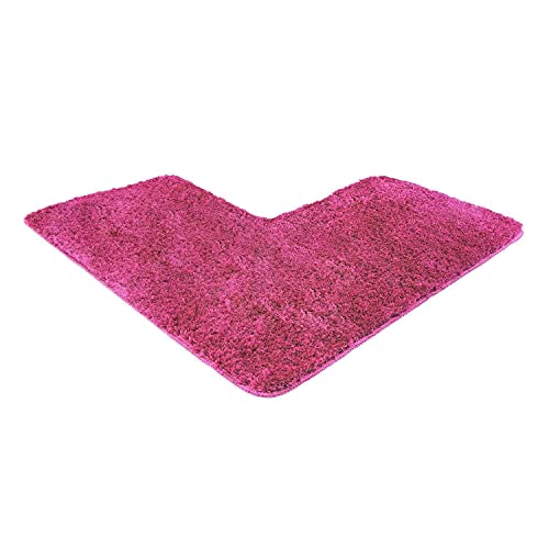 WohnDirect Badezimmerteppich L Form Pink - Badematte rutschfest 50x100x100 cm - Badteppich Set für Eckdusche, waschbar von WohnDirect