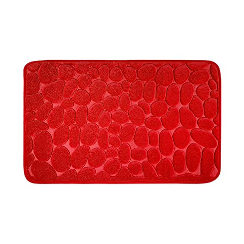 WohnDirect Badezimmerteppich mit Memory Foam - Rutschfester Badteppich - Badematte waschbar & schnelltrocknend auch ideal als Duschvorleger - Badvorleger 50 x 80 cm - Rot von WohnDirect