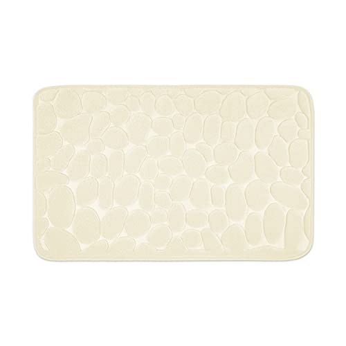 WohnDirect Badezimmerteppich mit Memory Foam - Rutschfester Badteppich - Badematte waschbar & schnelltrocknend auch ideal als Duschvorleger - Badvorleger 60 x 100 cm - Creme von WohnDirect