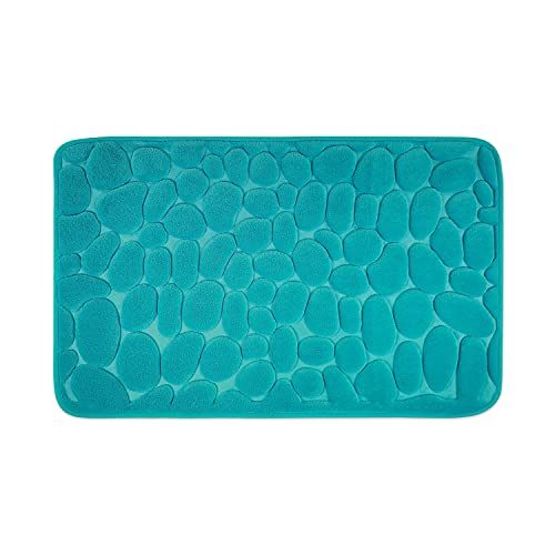 WohnDirect Badezimmerteppich mit Memory Foam - Rutschfester Badteppich - Badematte waschbar & schnelltrocknend auch ideal als Duschvorleger - Badvorleger 60 x 100 cm - Petrol von WohnDirect