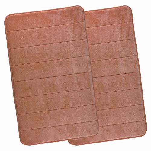 WohnDirect Duft Badezimmerteppich 2er Set (50x80cm + 50x80cm) • Rutschfester Badvorleger - Waschbar & Schnelltrocknend • Badteppich fürs Badezimmer 2er Set (50x80cm + 50x80cm) Braun von WohnDirect