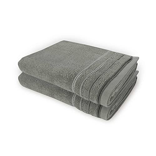 WohnDirect Duschtuch Set 2 teilig - 2 Badetücher (70x140) - Frottee 100% Baumwolle - Grau von WohnDirect