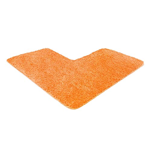 WohnDirect Badezimmerteppich L Form Orange - Badematte rutschfest 50x100x100 cm - Badteppich Set für Eckdusche, waschbar von WohnDirect