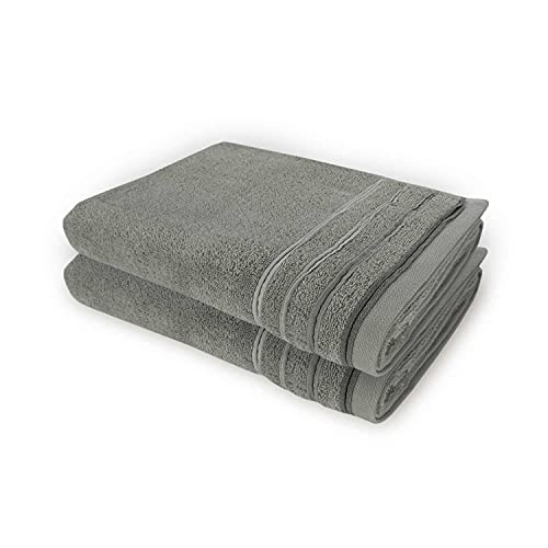 WohnDirect Handtuch Set 2 teilig - 2 Handtücher (50x100) - Frottee 100% Baumwolle - Grau von WohnDirect