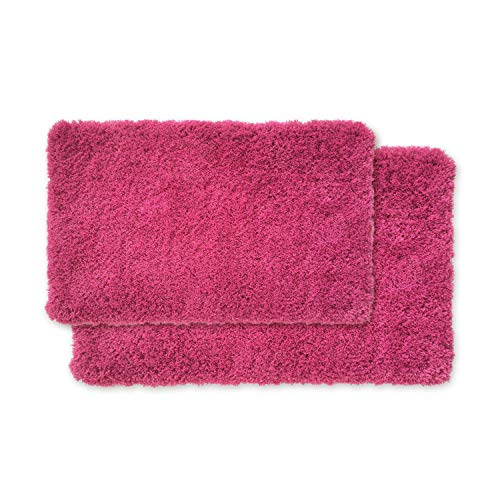 WohnDirect Premium Premium Badematten Set 2tlg. • Badvorleger Duschmatte • rutschfest & Waschbar • Badteppich, Badezimmerteppich Set Pink • 2er Set (50x80cm + 60x100cm) von WohnDirect