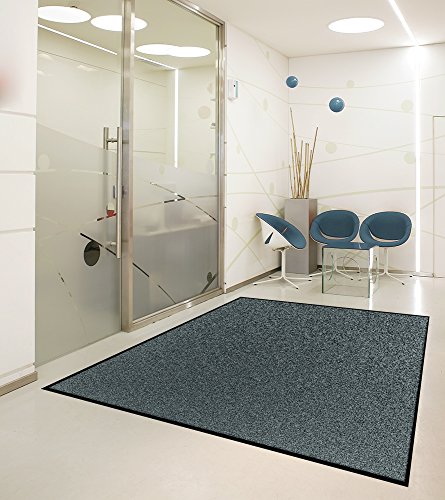 Premium Schmutzfangmatte Blau meliert 85x75cm | ECONYL® Recycling-Technologie | Waschbar 60°C | Nitrilgummi-Rücken | Made in EU | Gewerbe-Fußmatte für Hochfrequenzbereiche von WohnDirect