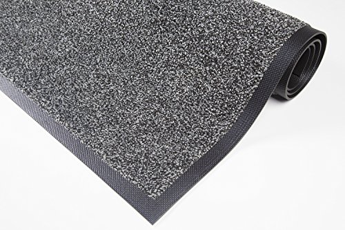 WohnDirect Premium Schmutzfangmatte Grau meliert 85x300cm | ECONYL® Recycling-Technologie | Waschbar 60°C | Nitrilgummi-Rücken | Made in EU | Gewerbe-Fußmatte für Hochfrequenzbereiche von WohnDirect