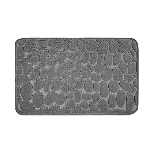 WohnDirect Set 2 teilig Badezimmerteppich mit Memory Foam - Rutschfester Badteppich - Badematte waschbar & schnelltrocknend - auch ideal als Duschvorleger - Badvorleger 50 x 80 cm - Grau von WohnDirect