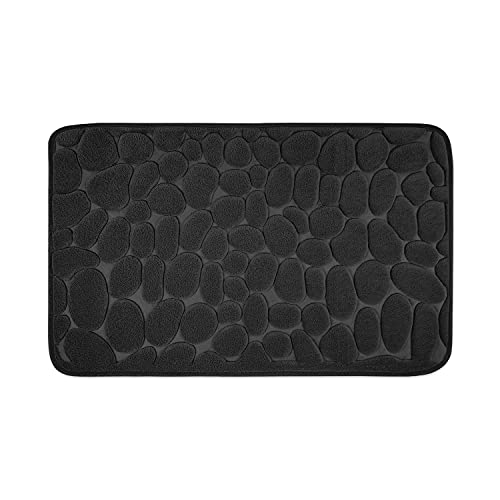 WohnDirect Set 2 teilig Badezimmerteppich mit Memory Foam - Rutschfester Badteppich - Badematte waschbar & schnelltrocknend - auch ideal als Duschvorleger - Badvorleger 50 x 80 cm - Schwarz von WohnDirect