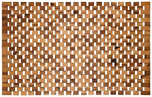 WohnDirect rutschfeste Holz Badematte Natur 50x80 - Nachhaltige, Robuste Holzmatte für Badezimmer, Sauna & Wellness - Duschvorleger aus 100% Akazienholz von WohnDirect