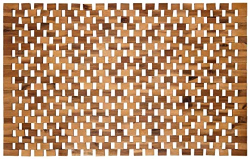 WohnDirect rutschfeste Holz Badematte Natur 60x100 - Nachhaltige, Robuste Holzmatte für Badezimmer, Sauna & Wellness - Duschvorleger aus 100% Akazienholz von WohnDirect