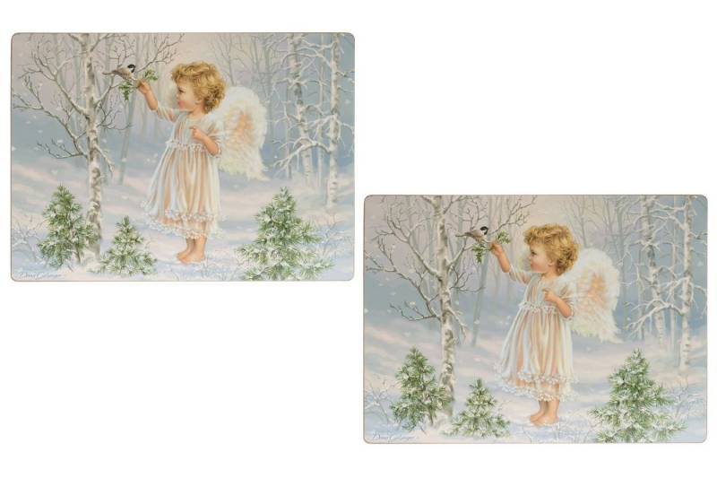 Wohnando Platzset Platzset aus Kork für den Tisch winterlicher Engel - 2er Set von Wohnando