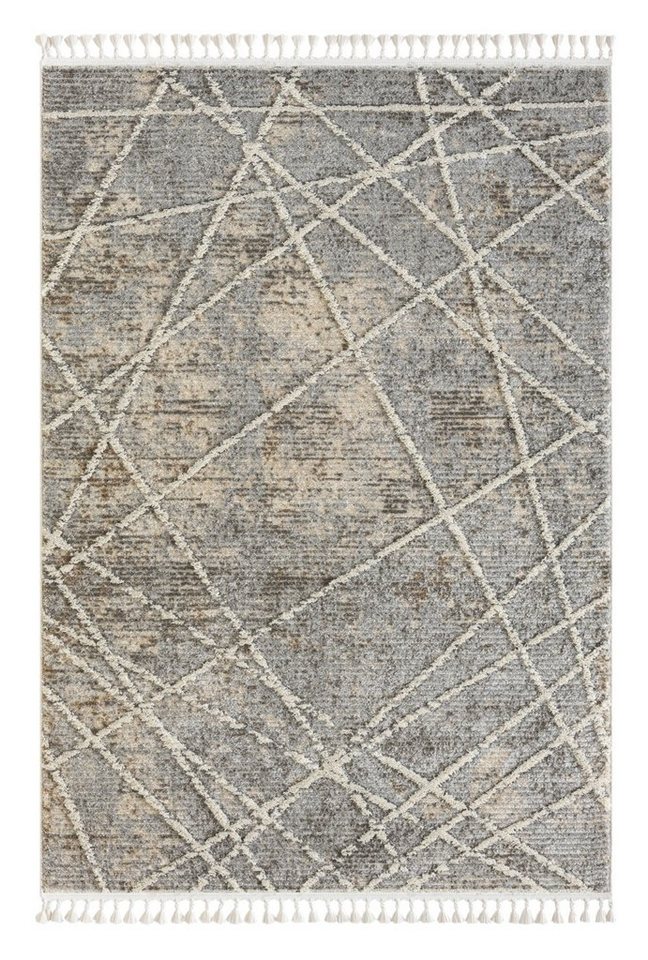 Teppich MY-RUG Aanya 200x140cm, Wohnando, rechteckig, Höhe: 20 mm, 3D-Design, mit Fransen von Wohnando