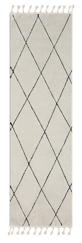 Teppich MY-RUG Ida, Hochflorteppich 140x140cm, Wohnando, Rund, Höhe: 20 mm, modern, marokkanisches Design, flauschig weich, Skandi-Rautenmuster von Wohnando