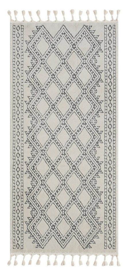 Wohnando Teppich MY-RUG Alva, Hochflorteppich 200x100cm, Rechteckig, Höhe: 20 mm, modern, marokkanisches Design, flauschig weich, Skandi-Rautenmuster von Wohnando