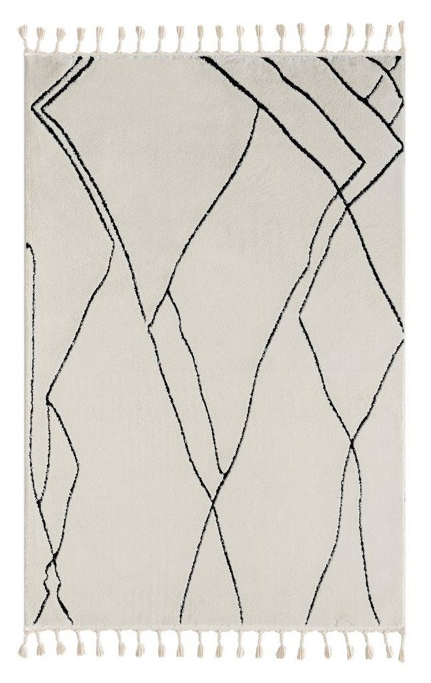 Teppich MY-RUG Lovis, Hochflor-Teppich 200x140cm, Wohnando, Rechteckig, Höhe: 20 mm, modern, marokkanisches Design, flauschig weich, Skandi-Muster von Wohnando