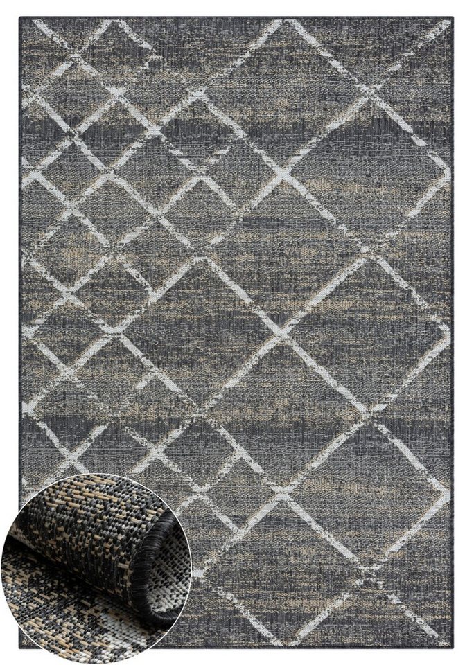 Wohnando Teppich MY-RUG Outdoor-Teppich "Faby" 150x80 cm, schwarz, rechteckig, Höhe: 6 mm, mit modernem Muster, Gemütlichkeit beim Grillabend Wohnando Teppich MY-RUG Outdoor-Teppich "Faby" 150x80 cm, schwarz, rechteckig, Höhe: 6 mm, mit modernem Muster, Gemütlichkeit beim Grillabend von Wohnando