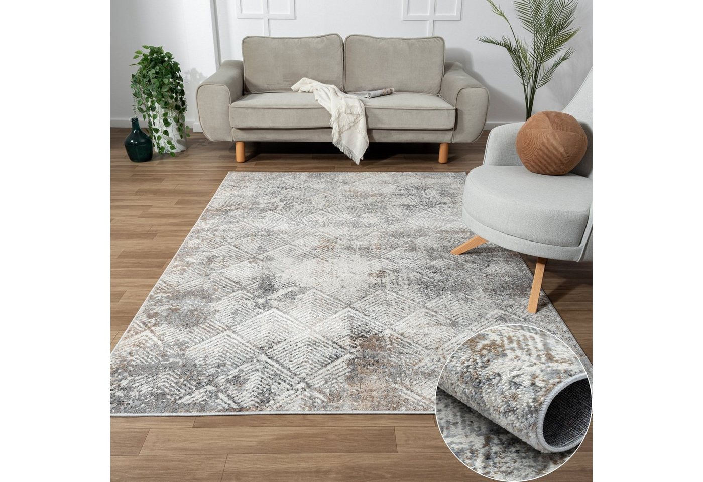 Teppich MY-RUG Malin, Kurzflor-Teppich 150x80cm, Wohnando, rechteckig, Höhe: 10 mm, weich, gemütlich, mit schönem Muster, flachgewebt von Wohnando