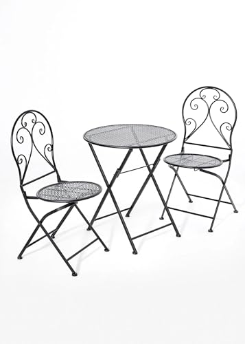 Wohnando 3tlg. Bistroset Balkonset Gartenmöbel klappbar Bistrotisch und Stühle, Metall, Balkon-Set Terrasse, Balkon, Core von Wohnando
