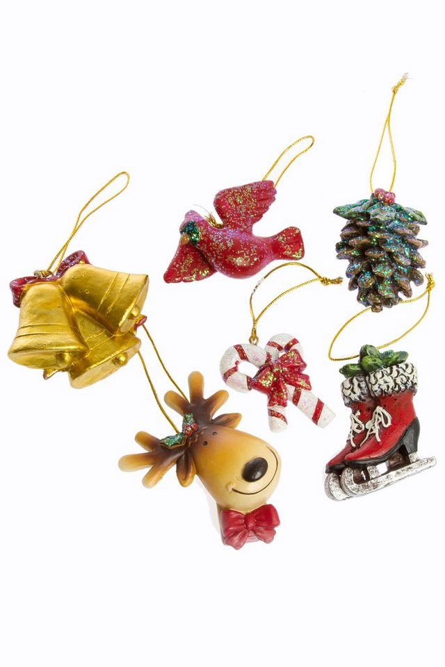Wohnando Christbaumschmuck 6er Set Weihnachtshänger mit versch. Weihnachtsmotiven und Tierfiguren von Wohnando