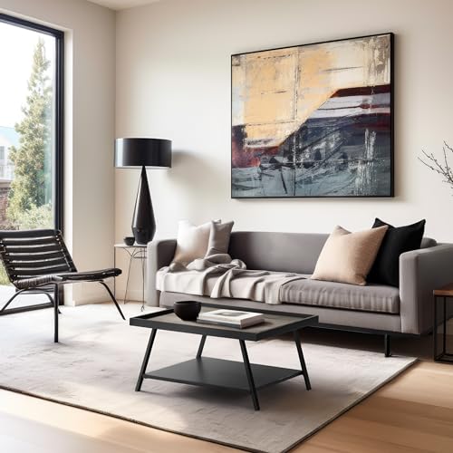 Wohnando Couchtisch Hera Quadro, 70x70x39cm mit Altholz-Optik und schwarzen Metallbeinen, für Dein Wohnzimmer, TV-Zimmer, Gästezimmer, Industriechic von Wohnando