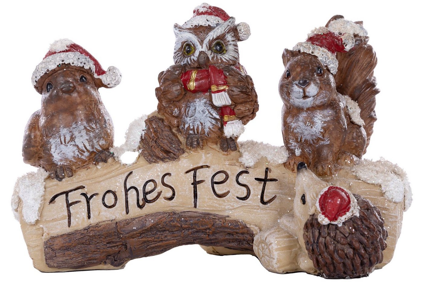 Wohnando Dekofigur Weihnachtsgruß von den Waldtieren: 'Frohes Fest' – Perfekte Botschaft von Wohnando