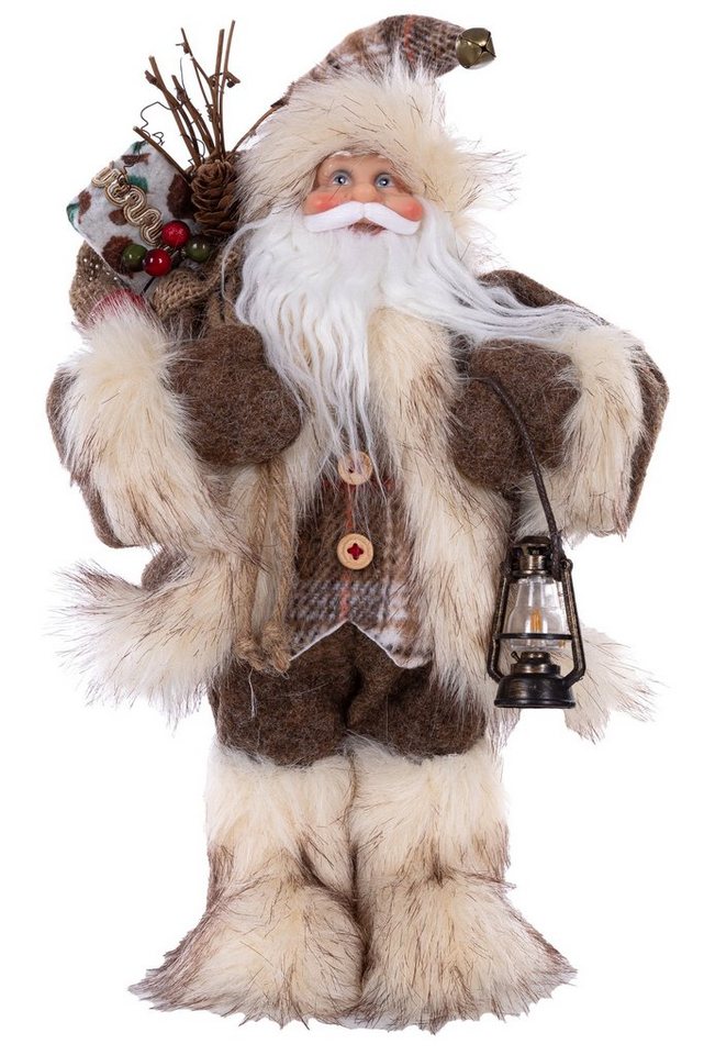 Wohnando Dekofigur Weihnachtsmann in braunem Mantel, Weihnachtsdeko, Santa Claus-Figur von Wohnando