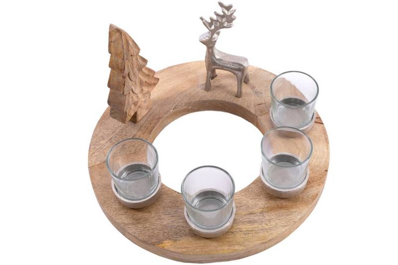 Wohnando Dekokranz Weihnachtskranz aus Holz mit 4 Teelichtern, auch als Adventskranz Wohnando Dekokranz Weihnachtskranz aus Holz mit 4 Teelichtern, auch als Adventskranz von Wohnando