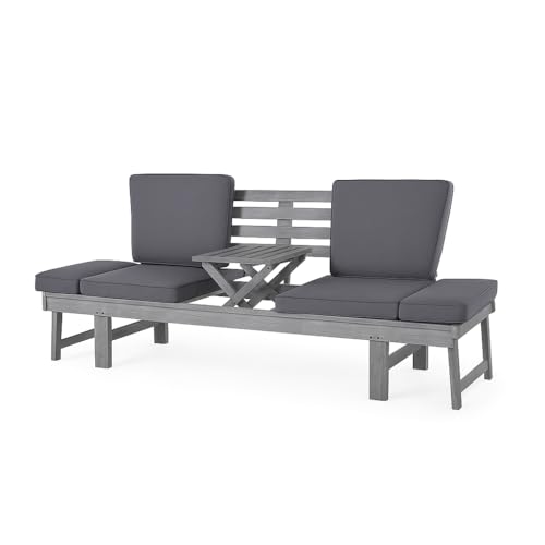 Wohnando Gartenbank Monte Akazienholz - Stilvolle & Wetterfeste Sitzbank Outdoor mit Tisch - Komfortable Holzbank für Garten oder Terrasse - Gartenbank Holz mit Auflage - Gartenmöbel - Garden Bench von Wohnando