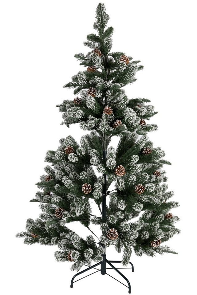 Wohnando Künstlicher Weihnachtsbaum Tannenbaum-Alternative mit Schnee und Zapfen 150cm, 479 Äste von Wohnando