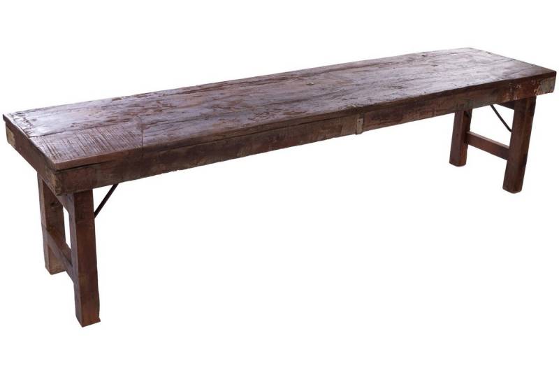 Wohnando Sitzbank Braune Sitzbank "Rosengarten" aus recyceltem Holz, 170x40x45 cm, klappbar, Bierzeltbank robust, Garten, Balkon Outdoor von Wohnando
