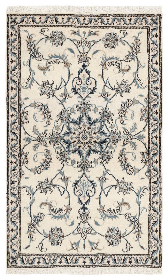 Wohnando Teppich MY-RUG Perserteppich Nain Kashmar Medaillon-Design creme 144x87cm, Rechteckig, Höhe: 12 mm, Handgeknüpfter Teppich,Handgesponnene Wolle, mit Naturfarben gegärbt von Wohnando