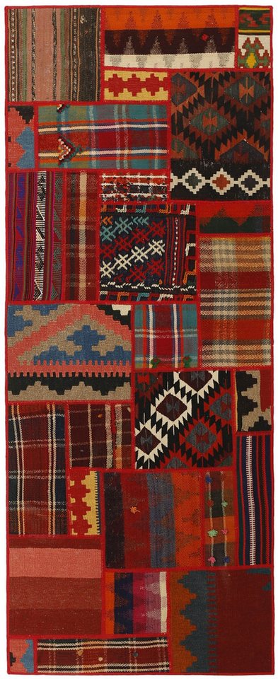 Wohnando Teppich MY-RUG Perserteppich Patchwork Geometrische Muster rot 200x80cm, Läufer, Höhe: 10 mm, Handgeknüpfter Teppich,Handgesponnene Wolle, mit Naturfarben gegärbt von Wohnando