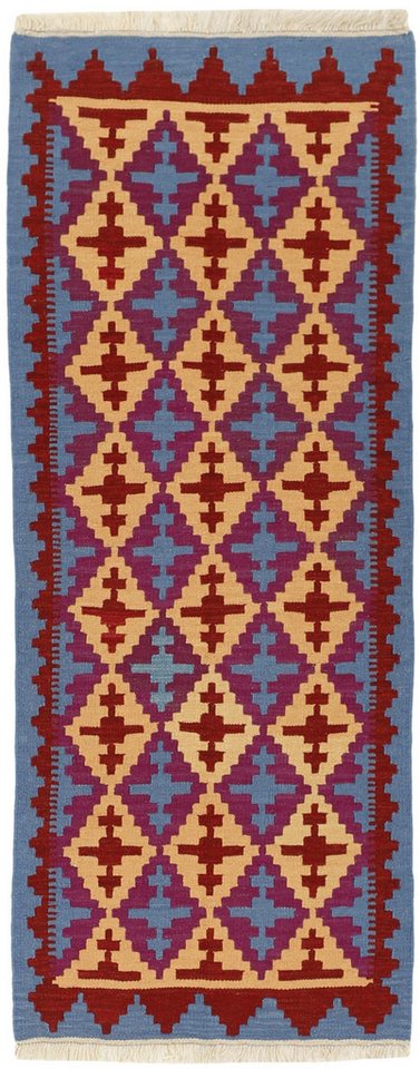 Wohnando Teppich MY-RUG persischer Kelim Rauten-& Diamantmuster 190x75cm, Läufer, Höhe: 5 mm, Handgewebter Kelim, Handgesponnene Wolle, mit Naturfarben gegärbt von Wohnando