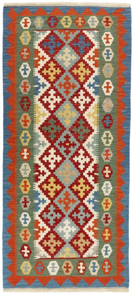 Wohnando Teppich MY-RUG persischer Kelim Rauten-& Diamantmuster 197x87cm, Läufer, Höhe: 5 mm, Handgewebter Kelim, Handgesponnene Wolle, mit Naturfarben gegärbt von Wohnando