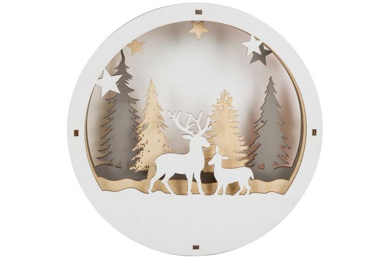 Wohnando Weihnachtsdorf LED Kugel Weihnachtsszene Winterwald aus Holz von Wohnando