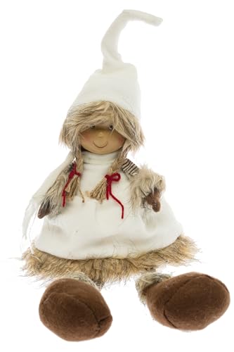 Wohnando Winterkind Mädchen – Frostmädchenfigur Kantenhocker Mädchenfigur - Dekorative Frostmädchen-Figur mit Schlenkerbeinen – Auch als Geschenk von Wohnando