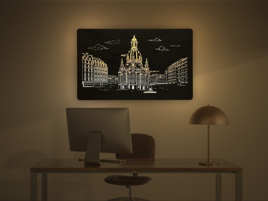 WohndesignPlus LED-Bild LED-Wandbild Dresdner Frauenkirche" 100cm x 62cm mit 230V, Bauwerke, DIMMBAR! Viele Größen und verschiedene Dekore sind möglich." von WohndesignPlus