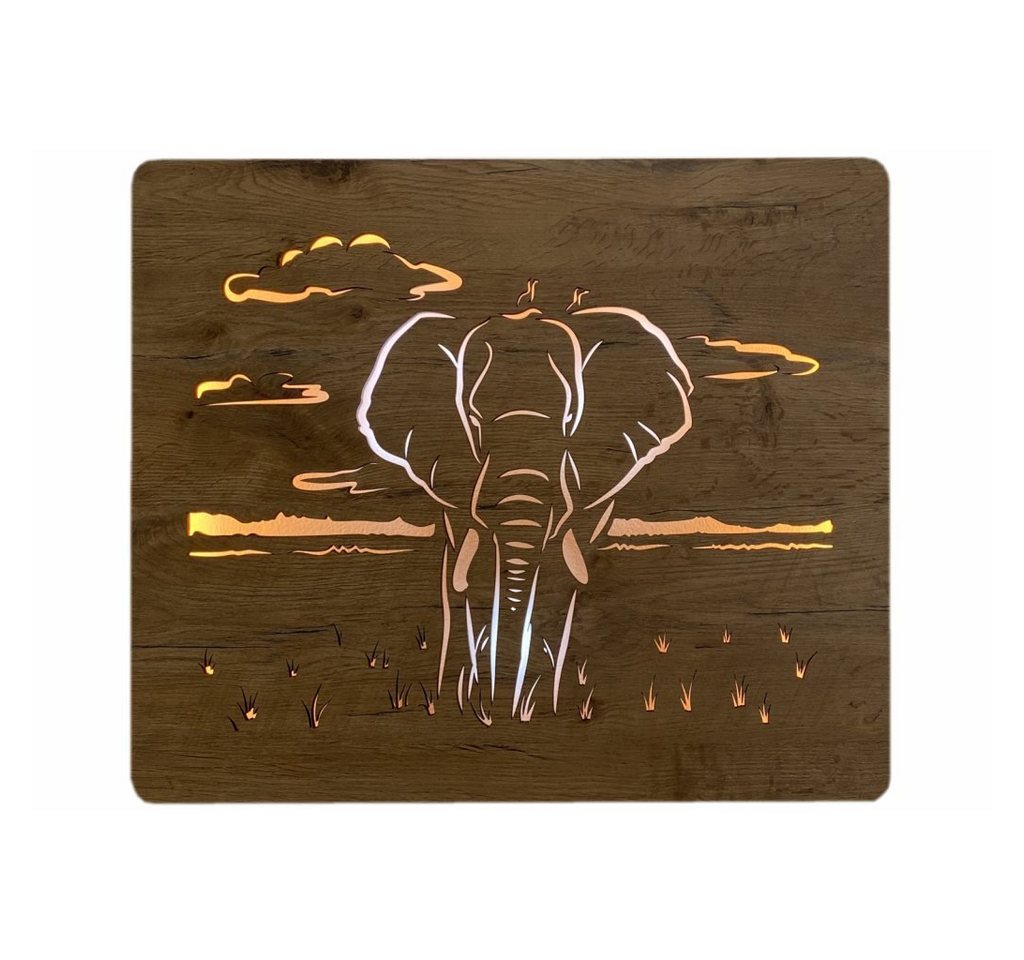 WohndesignPlus LED-Bild LED-Wandbild Elefant" 65cm x 55cm mit 230V, Tiere, DIMMBAR! Viele Größen und verschiedene Dekore sind möglich." von WohndesignPlus