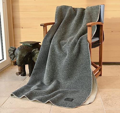 Warme Kuscheldecke Wolldecke Naturalana Doubleface Sofadecke Couchdecke Wohndecke - 100% Schurwolle vom Merinoschaf (kbT) - 150 x 200-220 cm versch. Farben (Grau-Wollweiß, 150 x 200 cm) von Wohnen & Accessoires GmbH & Co. KG