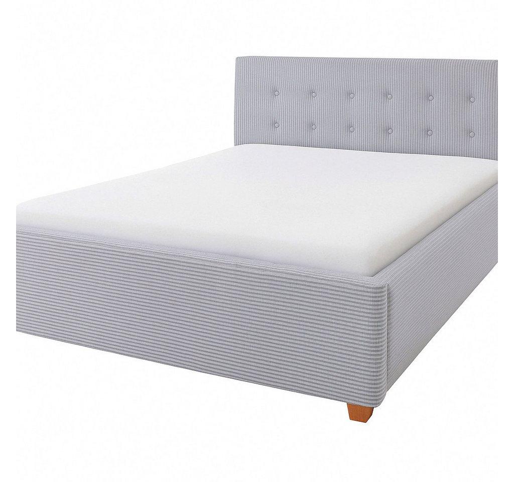 Wohnglücklich Polsterbett Lima (6 Breiten 90 cm / 120 cm / 140 cm / 160 cm / 180cm / 200 cm, mit gepolstertem Kopfteil, mit Knopfheftung, mit Holzfüßen), Modernes Design schlicht & zeitlos von Wohnglücklich