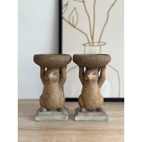 Kerzenhalter Eichhörnchen - Kerzenständer Set Aus 2 Teelichthalter Tischdekoration Tierfigur Interior Dekoration Geschenk von Wohnharmonie