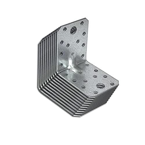 10x leichte Schwerlast-Winkelverbinder mit Sicke Bauwinkel 90°-Winkel verschiedene Maße zur Auswahl Top Qualität Bauwinkel Lochwinkel Verbinder Winkel (KPL 4 | 55 mm - 70 mm - 70 mm) von Wohnkult