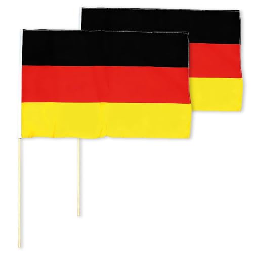 2 x Stabfahne Flagge mit Holzstab Fanartikel Deutschland EM Fussball von Wohnkult