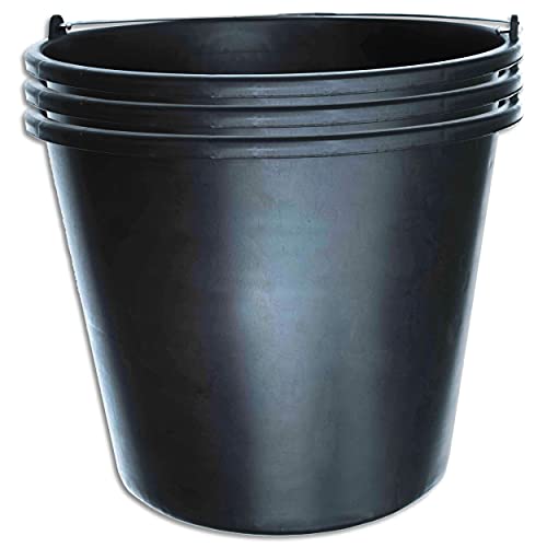 Wohnkult 3x Stella Bucket Baueimer für die Baustelle - schwarz (20 Liter) von Wohnkult