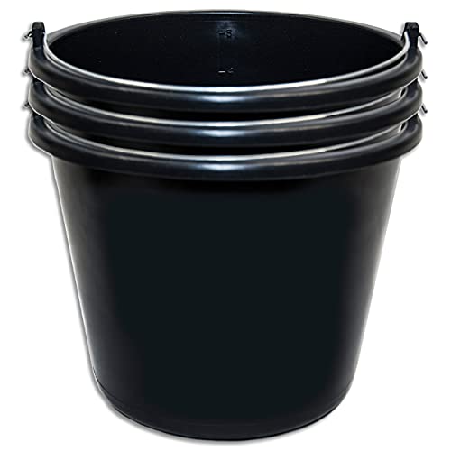 Wohnkult 3x Stella Bucket Baueimer für die Baustelle - schwarz (5 Liter) von Wohnkult