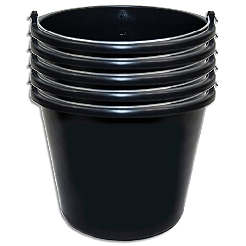 Wohnkult 5x Stella Bucket Baueimer für die Baustelle - schwarz (5 Liter) von Wohnkult