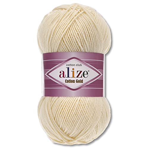 Alize 100 g Cotton Gold Premium Wolle in 59 Sommerwolle Garn Stricken Amigurumi (01 | Creme) von Wohnkult