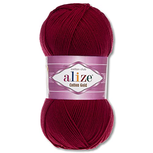 Alize 100 g Cotton Gold Premium Wolle in 59 Sommerwolle Garn Stricken Amigurumi (57 | Bordeaux) von Wohnkult